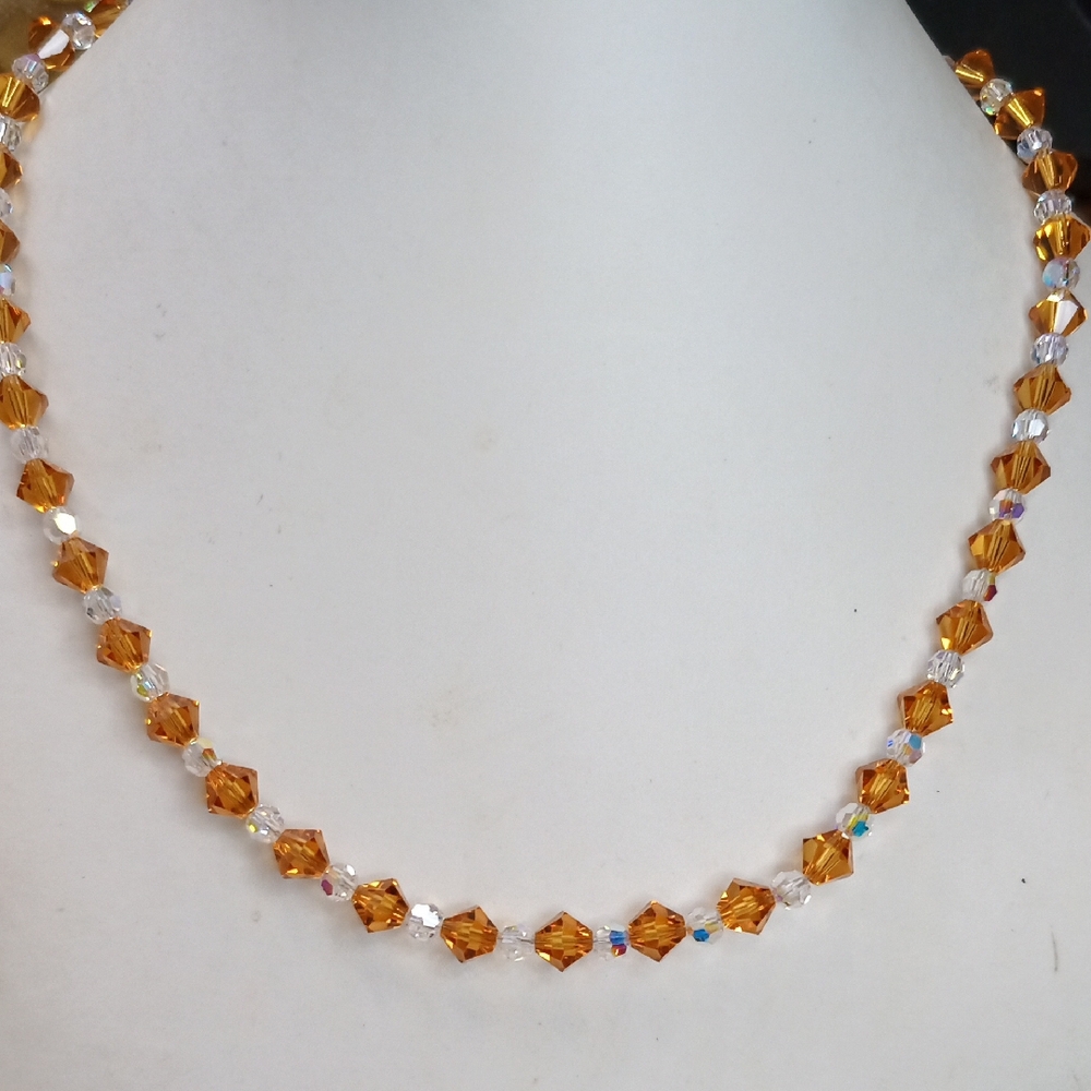 Elegant Orange AB Crystal Beaded Necklace Wrap Bracelet